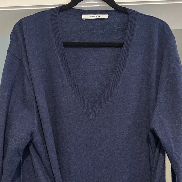 Thakoon Navy Sweater Dress with "Sleeve Tie" Detail at Waist - Size XL - Picture 6 of 14